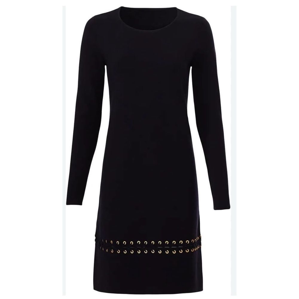 Tory Burch Harley black laced long sleeve wool sweater dress NWT